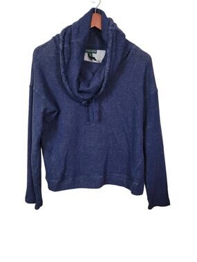 Ralph Lauren Jeans Women's Funnel Cowl Neck Sweatshirt Blue Medium Long Sleeve